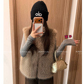 秋冬立领毛毛马甲女加厚 仿狐狸毛外套高级感时尚 毛毛背心百搭