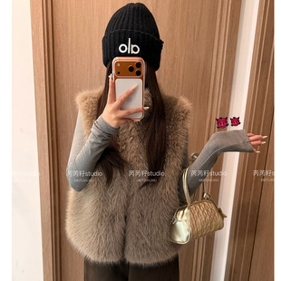 秋冬立领毛毛马甲女加厚 毛毛背心百搭 仿狐狸毛外套高级感时尚