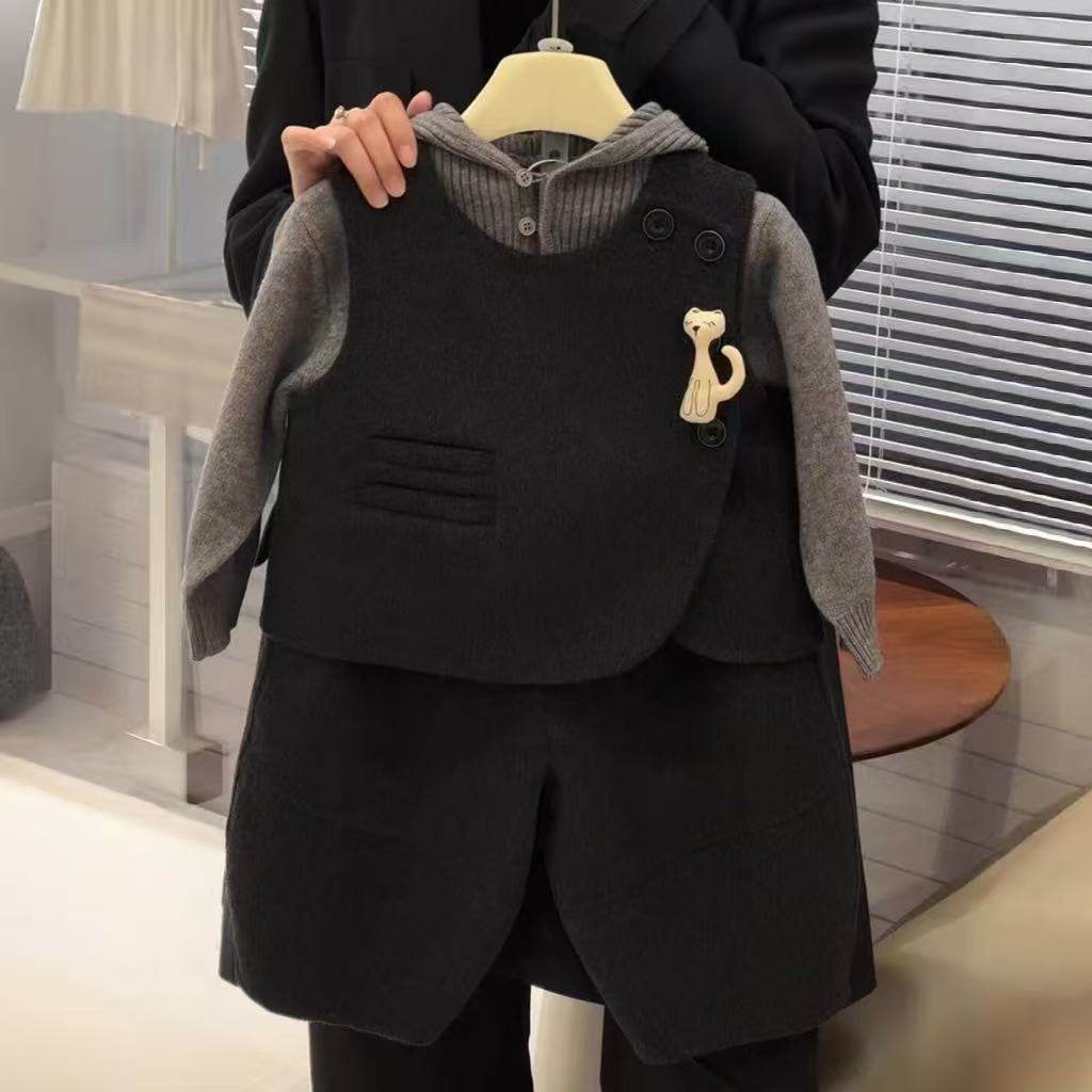 韩国男女童同款毛呢套装秋冬季新款毛衣呢子马甲外套背心萝卜裤子,童装/婴儿装/亲子装,毛衣/针织衫,淘宝优惠券,粉丝福利购,淘宝优惠卷