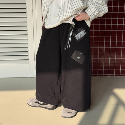 新品男童女童春季2026韩版个性贴标百搭宽松直筒卫裤休闲长裤潮流