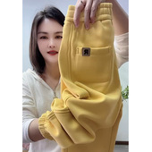 小个子加绒加厚卫裤 高腰休闲运动裤 女秋冬新款 宽松显瘦束脚哈伦裤