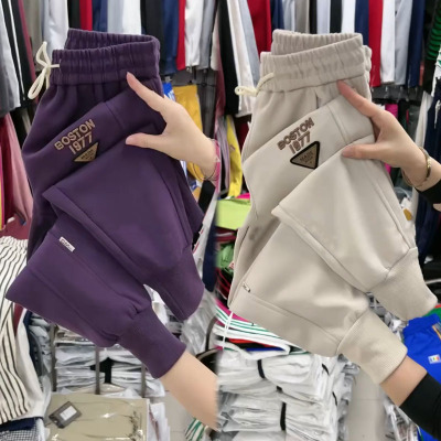 加绒加厚卫裤女冬季新款
