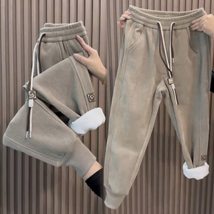 高腰宽松休闲运动裤 冬季 女百搭显瘦束脚哈伦裤 加绒加厚卫裤 新款