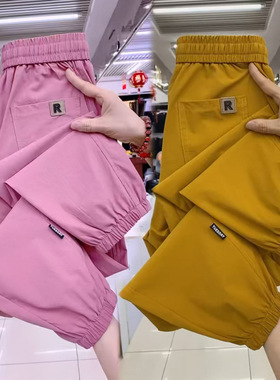 2025夏季新款速干九分裤女高腰显瘦小脚直筒裤宽松时尚休闲运动裤