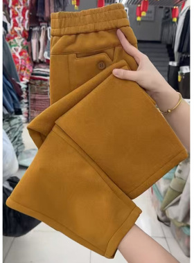 春秋季新款加厚直筒卫裤女高腰宽松小脚哈伦裤时尚显瘦休闲运动裤