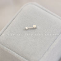 Ear piercing square screw ear bone stud S925, pure silver plated with 14K gold, can be screwed into large and small square ear studs, short style thumbnail 3