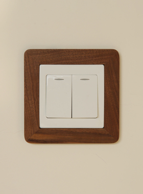 实木开关保护套黑胡桃木电源插座套新中式墙贴装饰框原木开关贴