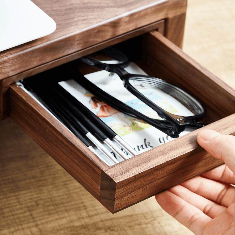 实木桌下收纳盒免钉黑胡桃木办公桌隐藏抽屉木制抽拉笔盒眼镜盒,收纳整理,桌面收纳盒,淘宝优惠券,粉丝福利购,淘宝优惠卷