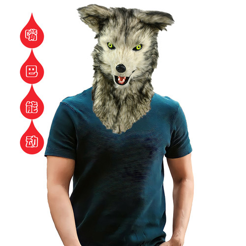 万圣节灰狼头套HuiTai仿真动物