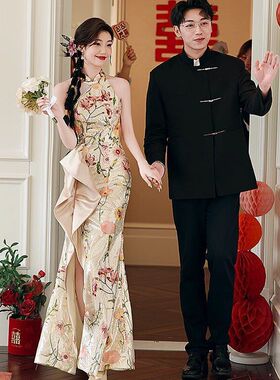 修身晚礼服晨袍订婚2025结婚女新娘敬酒服夏季鱼尾批发新款小个子