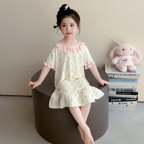 莫代尔卡通夏季女童睡裙