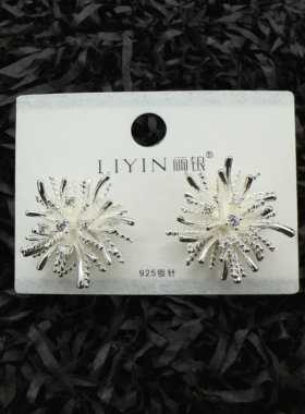liyin/丽银蒲公英耳钉超闪锆石烟花耳环小众设计轻奢高级感耳饰女