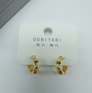 欧比雅比耳饰精致金属风竹节耳圈耳环小众设计网红爆款防过敏耳钉