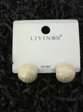 liyin/丽银新品烛光卡其色滴釉豆豆耳钉耳环韩国百搭高级感耳饰女