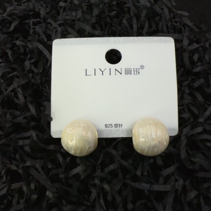 liyin/丽银新品烛光卡其色滴釉豆豆耳钉耳环韩国百搭高级感耳饰女