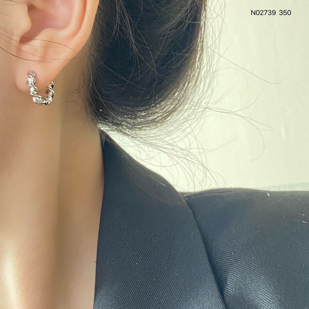 欧比雅比耳环独特设计锆石螺丝耳圈女几何扭曲圆圈耳扣金属风耳饰