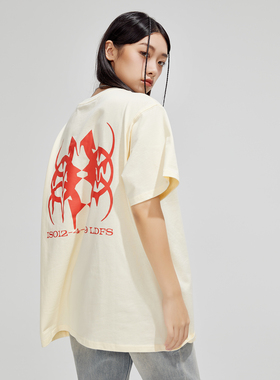 清仓特价 原创米色溶解男女基础百搭短袖t恤印花简约情侣上衣