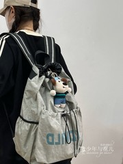双肩包女旅游轻便新款抽绳登山骑行运动背包男大学生上课包书包女