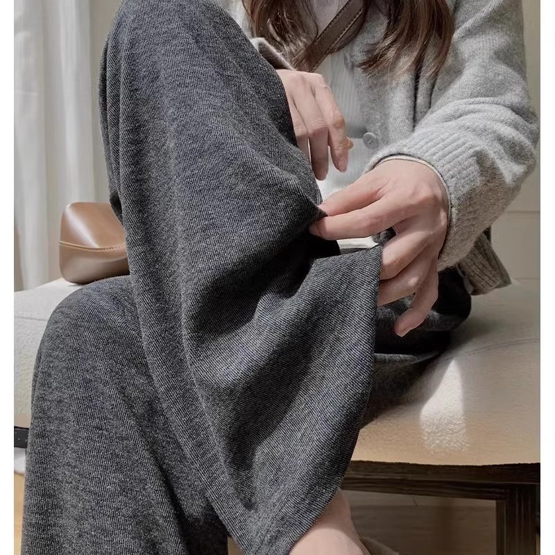 清仓捡漏～糯米阔腿裤女春秋冬季加绒高腰显瘦休闲裤子垂感拖地裤