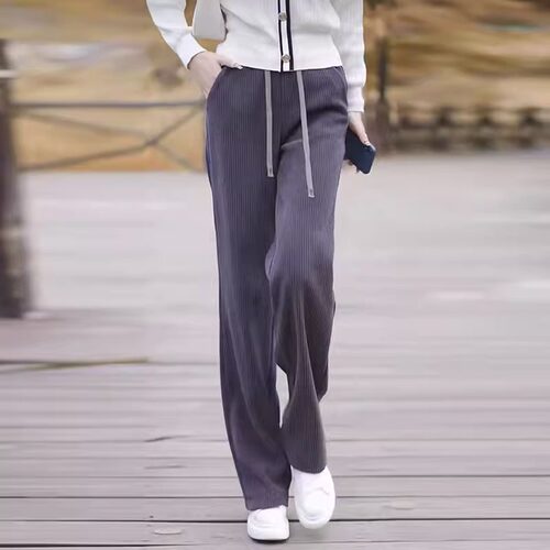 清仓捡漏～雪尼尔阔腿裤女裤子秋冬季新款垂感宽松休闲窄版直筒裤