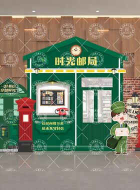 复古时光邮局绿皮火车KT板