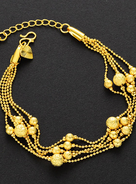 新品转运珠六线手链婚庆沙金多层