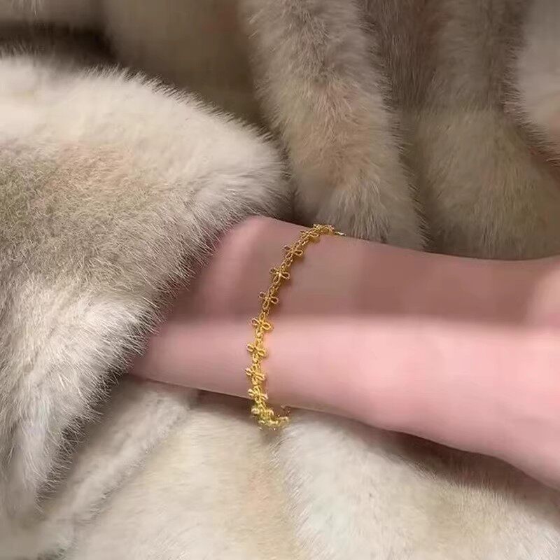 金色蕾丝镂空小花手链