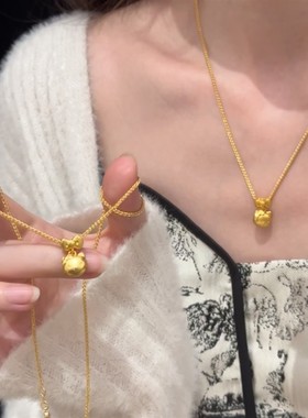 爆款甜美古法沙金凯蒂猫锁骨链子