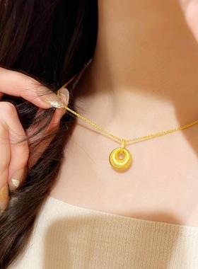 沙金拉丝金坨坨项链女款