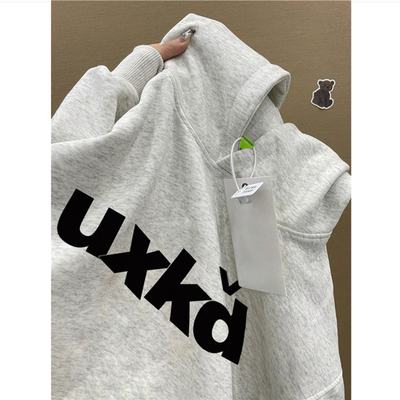 纯棉美式潮牌字母连帽卫衣男宽松