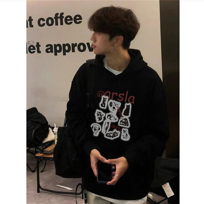 纯棉美式潮牌连帽卫衣男加绒加厚