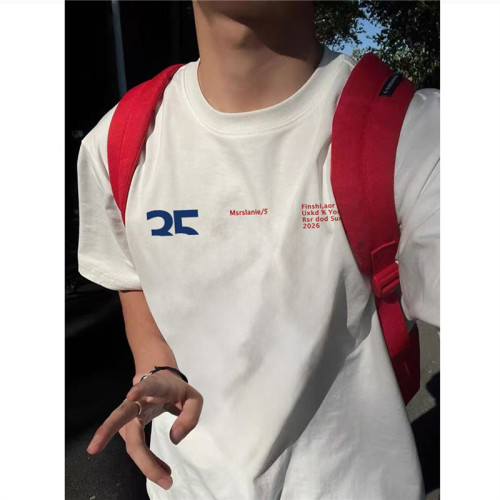 纯棉美式潮牌正肩短袖t恤男夏季