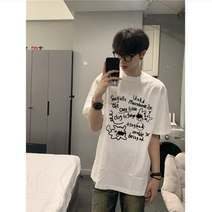 重磅纯棉美式复古正肩男生短袖t恤夏季2026新款宽松小众潮牌体恤