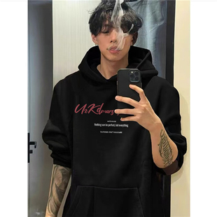 重磅纯棉高街美式复古连帽卫衣男2025新款潮牌设计感加绒加厚外套