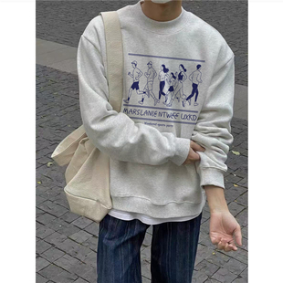 重磅纯棉美式复古hiphop无帽卫衣男款青少年冬季加绒加厚潮流上衣