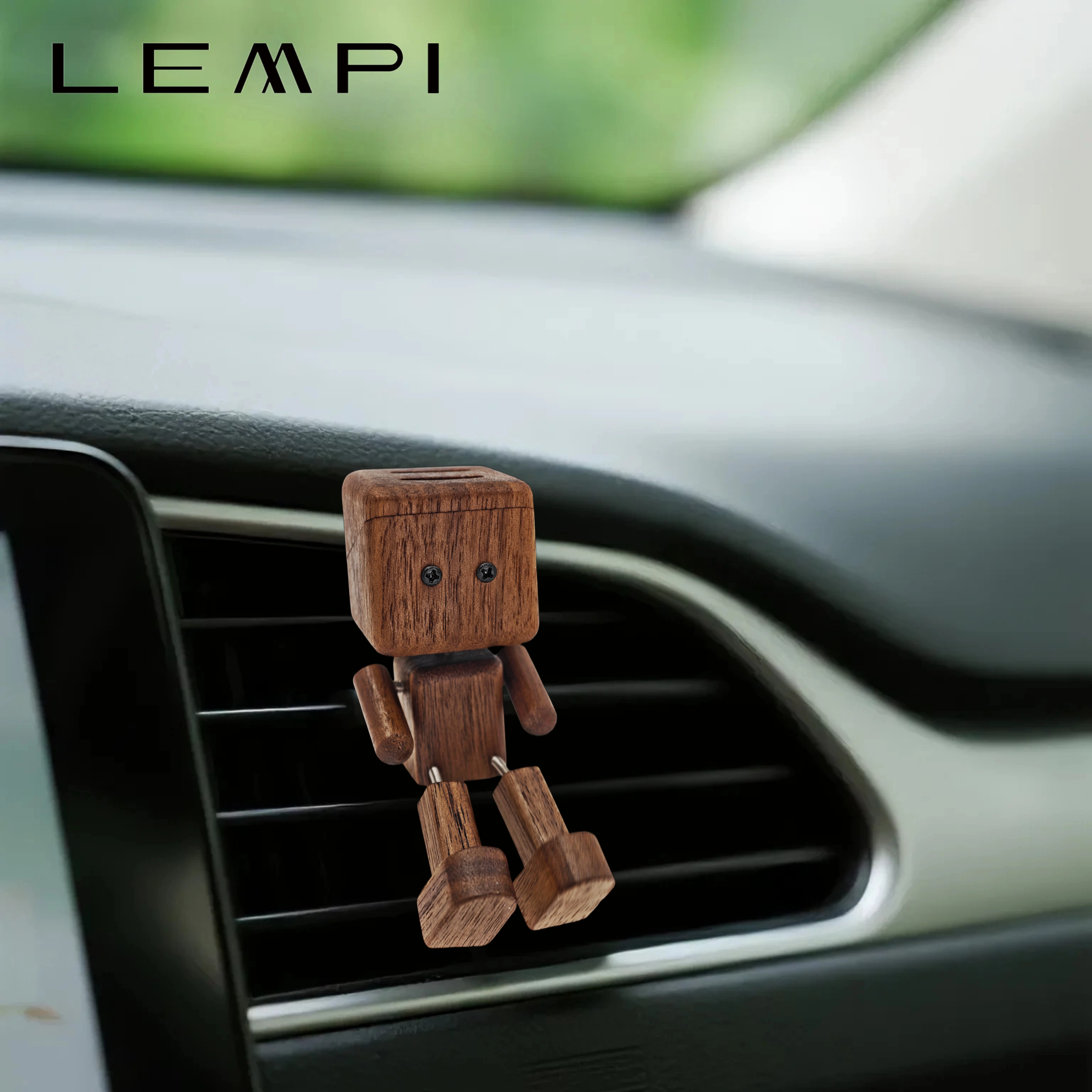 芬兰新款抖腿木头人车载出风口香薰男女高级感汽专用持久留香摆件