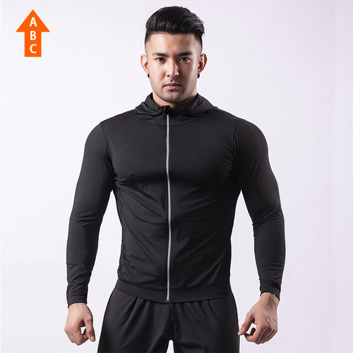 上上强度男子运动训练外套速干透气长袖拉链连帽衫YDSY49