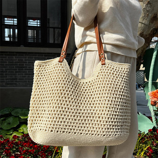 日本ぜいた高级感大容量编织包包女式2026新款夏天时尚手提水桶包