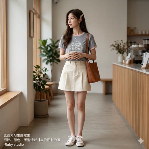 Ruby2026圆领夏季新品韩版撞色