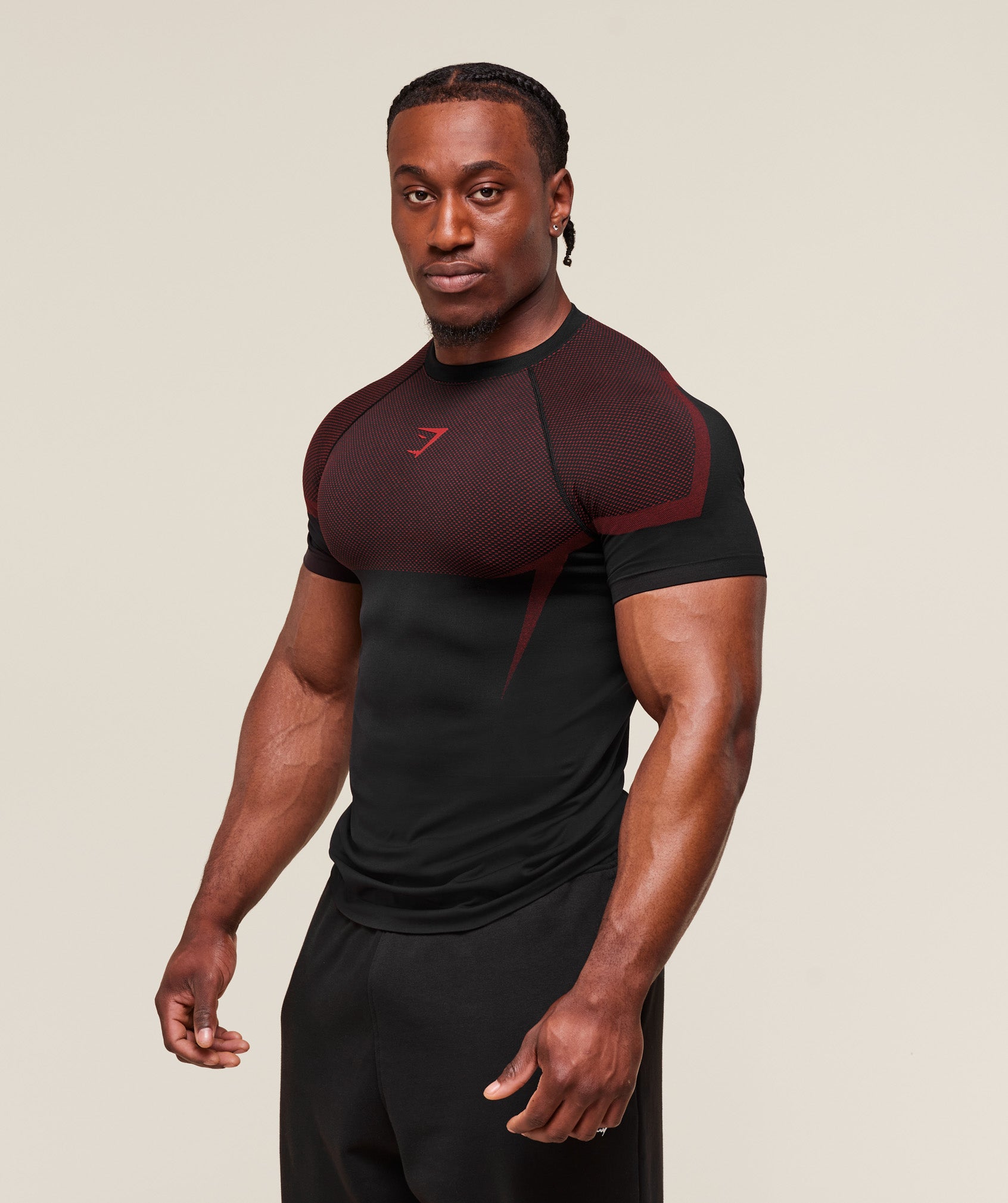 thumbnail for American Shark Men's Outdoor Running Sports Slim Top Fitness Training Iron Handsome Stretch Quick-Drying T-Shirt