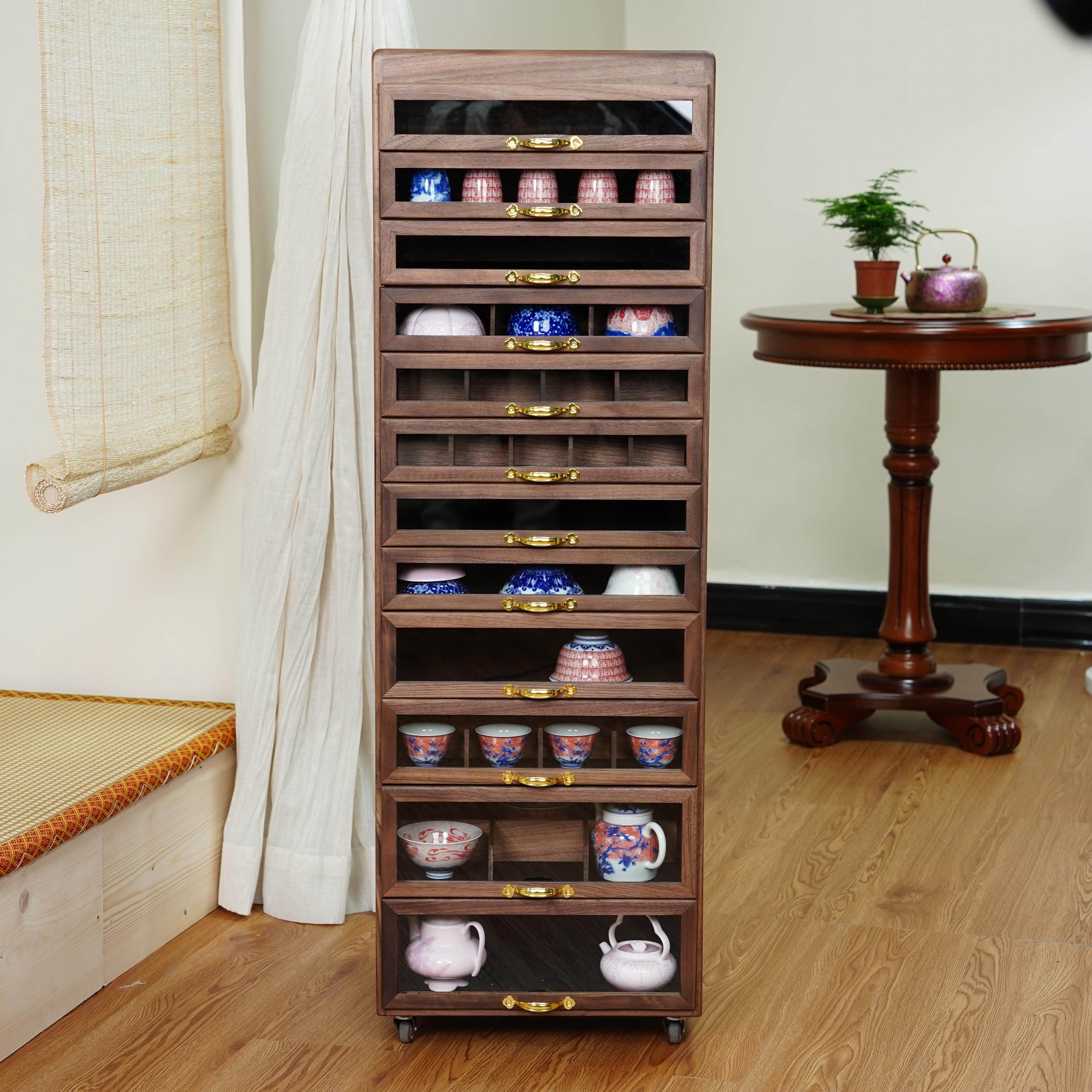 北美黑胡桃木斗柜实木储物柜客厅收纳柜卧室抽屉柜,住宅家具,斗柜,淘宝优惠券,粉丝福利购,淘宝优惠卷