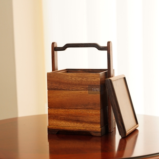 南美胡桃木三层手提盒