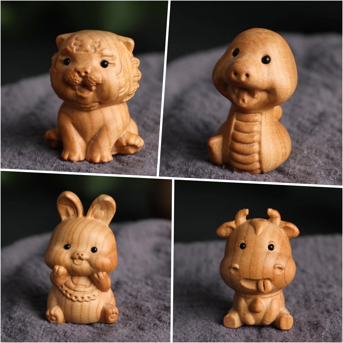 桃木木雕十二生肖摆件可爱治愈图片