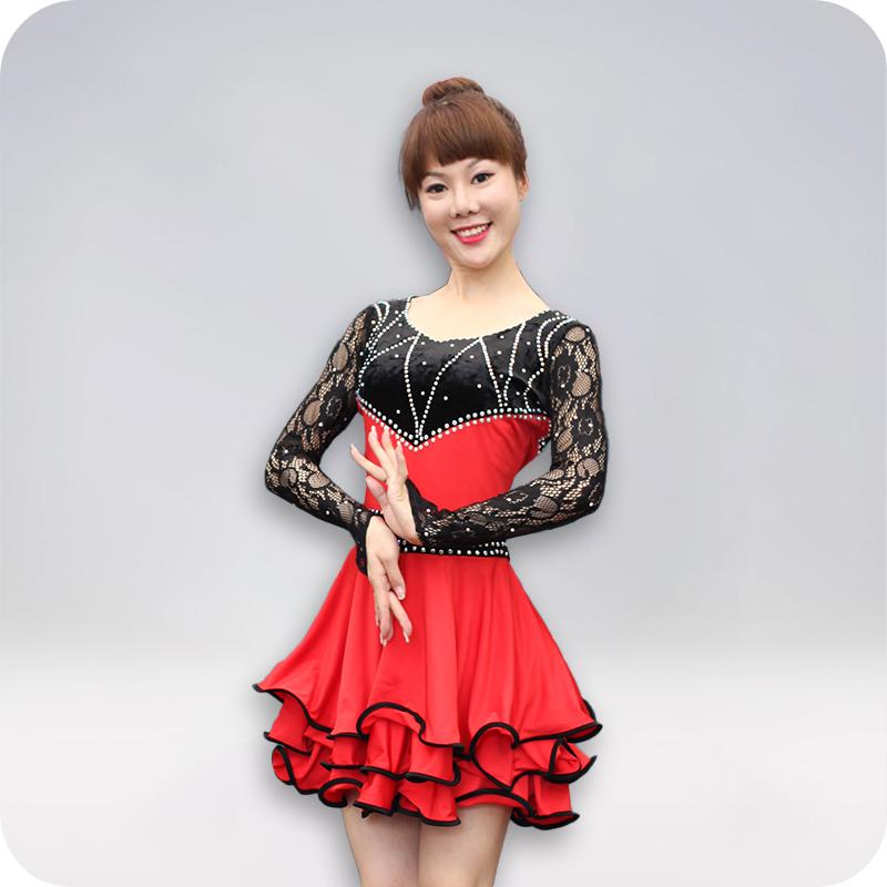 中老年三步踩广场舞裙舞蹈表演服交谊舞服装水兵舞服连衣裙S079