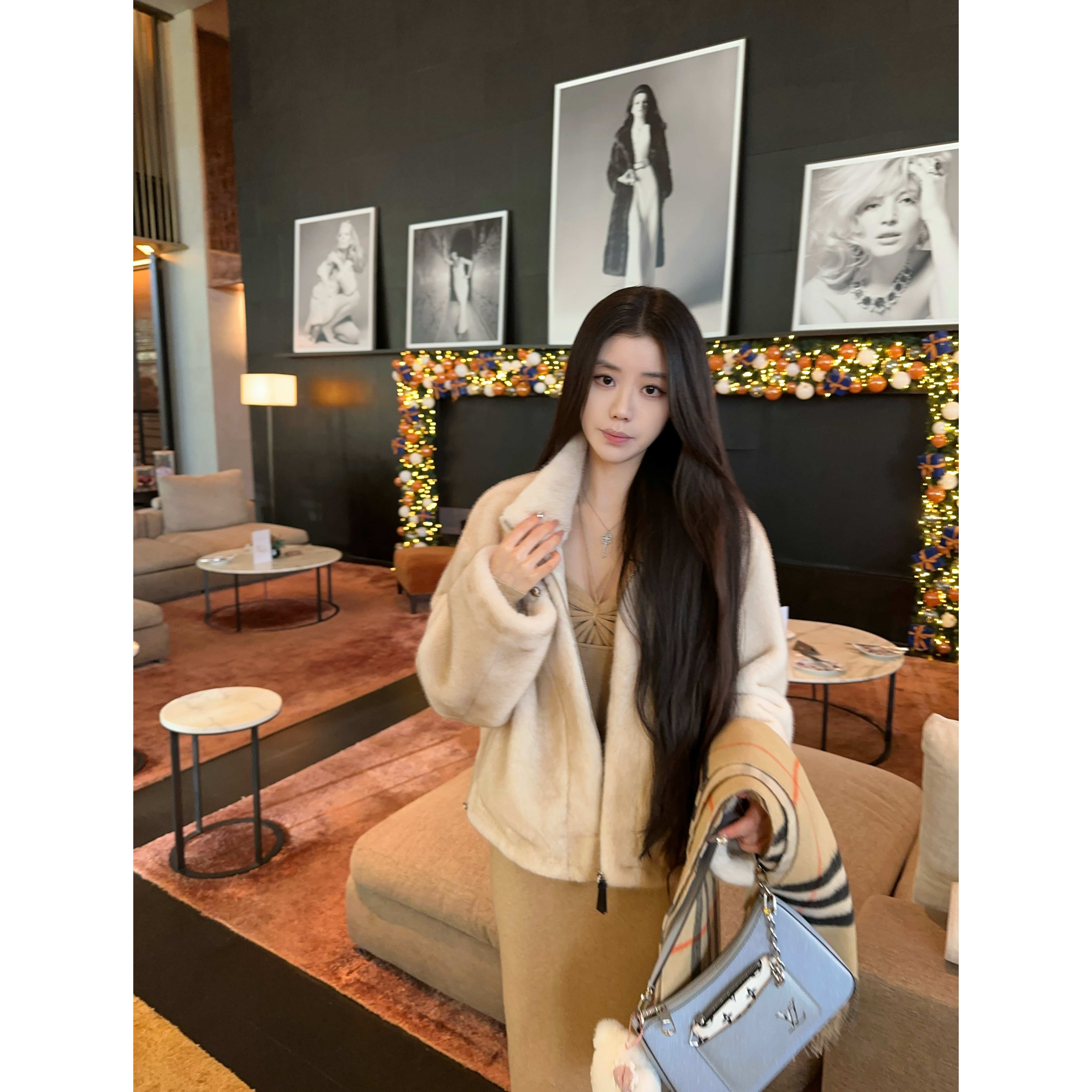 JAMAIS VU【鎏金vibe】巨柔雾顺手感 贵气高智环保皮草厚外套保暖