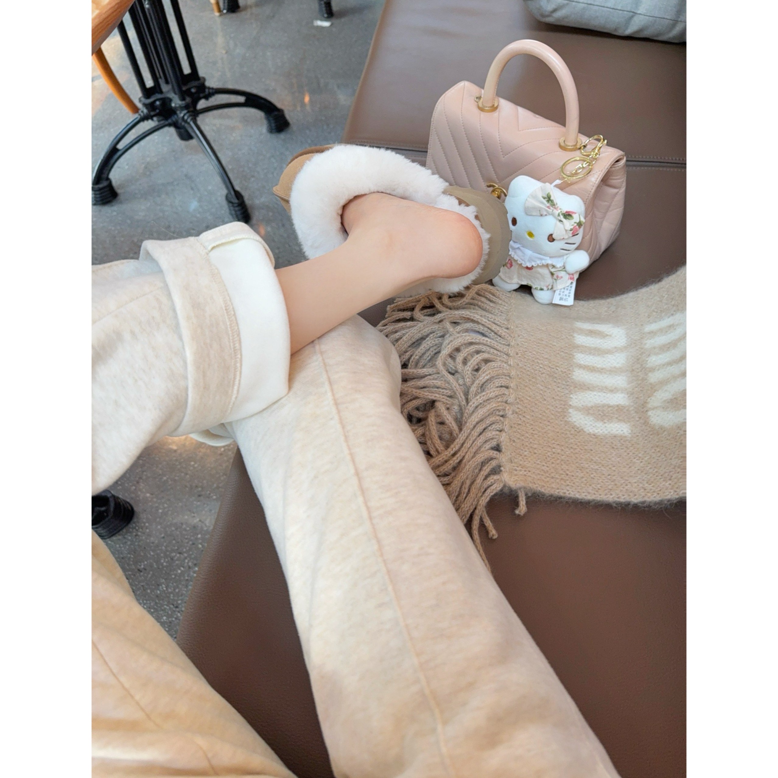 韩系百搭高腰加绒蓄热休闲裤