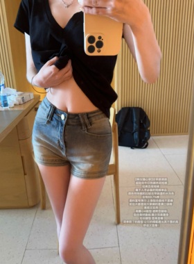 JAMAIS VU【韩女随心穿】古早感调调 超贴合牛仔热裤休闲短裤显瘦