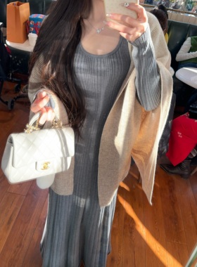 JAMAIS VU【冬日美学】加厚 新晋垂坠感 收腰内搭连衣裙 披肩套装