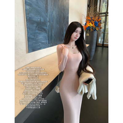 JAMAIS VU【温婉女神裙】粉瓷肌感~优雅职人柔软收腰针织连衣裙春