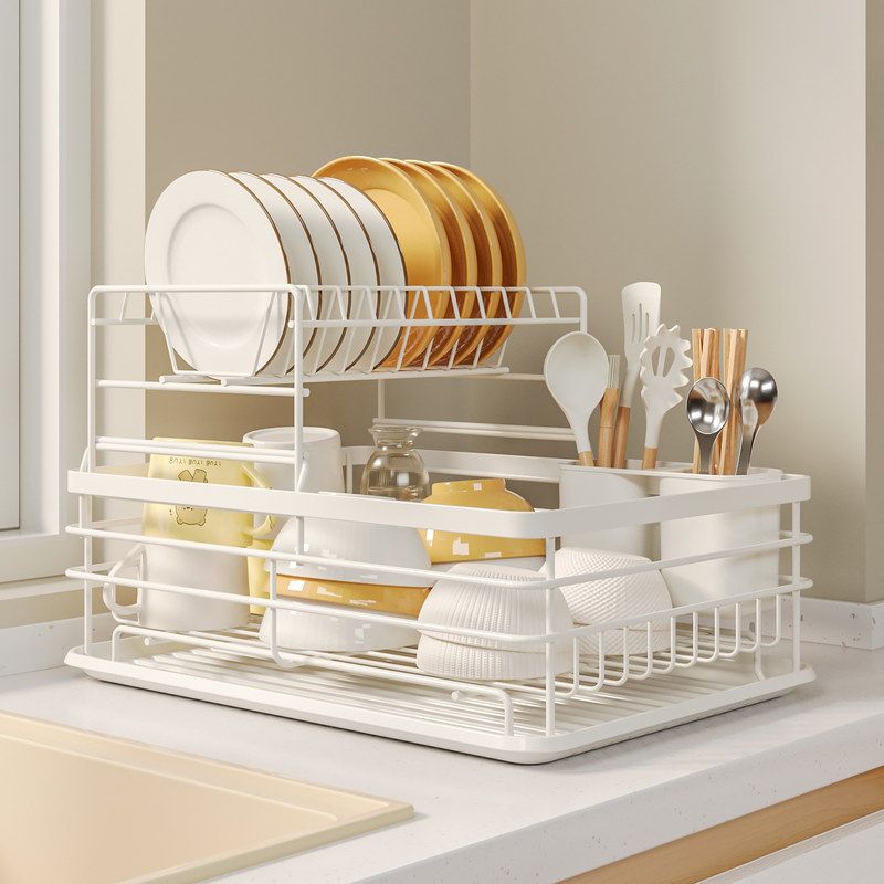 枫悦 厨房置物架家用铁艺双层沥水碗架多功能碗筷盘子餐具沥水架